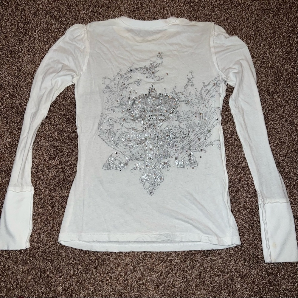 Y2K Miss Me Rhinestone Western Affliction Like Long Sleeve Shirt Grunge